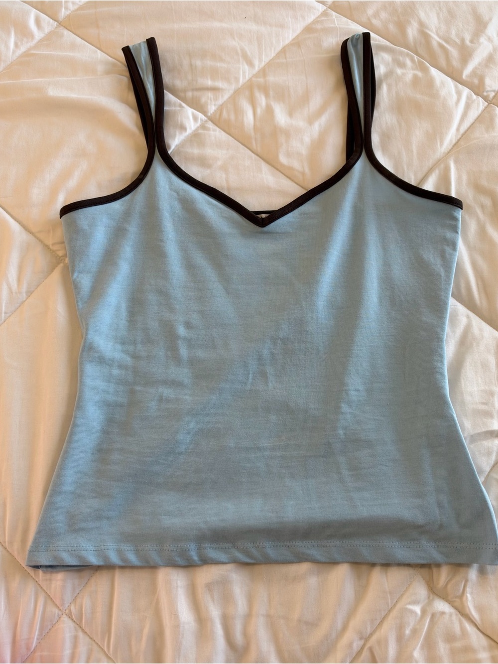 Primark Light Blue Tank Top with Black Trim